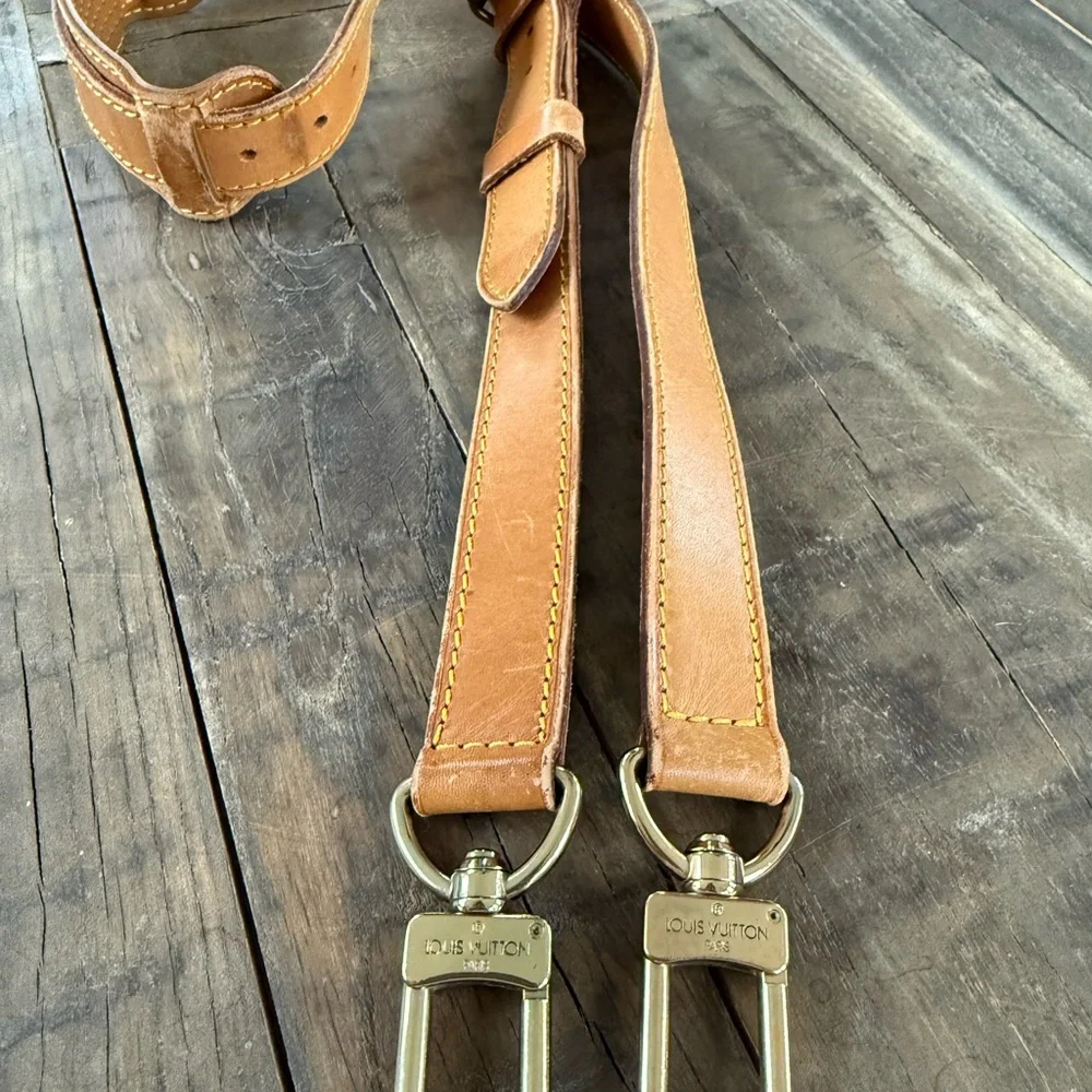Louis Vuitton Tan Leather Shoulder Strap with Brass Hardware